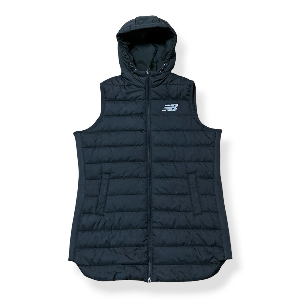 New Balance Puffer Vest Women Large Black Full Zip Hoodie Pockets NWT - Picture 5 of 16